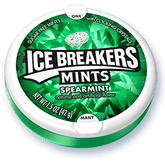 Ice Breakers Mints Spearmint Flavor By Hershey's Sugar Free Mints with Cooling Crystals 1.5 oz Each Unit  8 Units Per Box Sweet Browse at UsaCandyWholesale.Com
